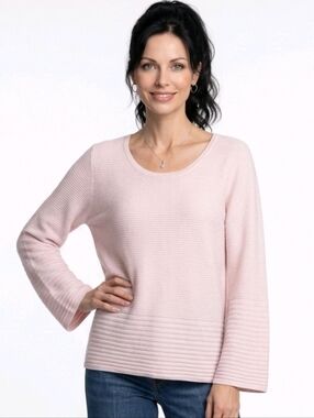 Calvin Klein Blush Bell Sleeved Ribbed Sweater Size XL